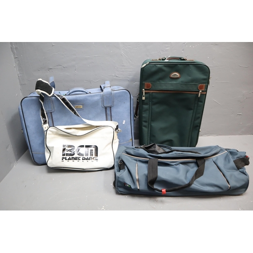 450 - A Selection of Four Bags To Include Two Travel Cases, A Holdall With Wheels, And Messenger Bag