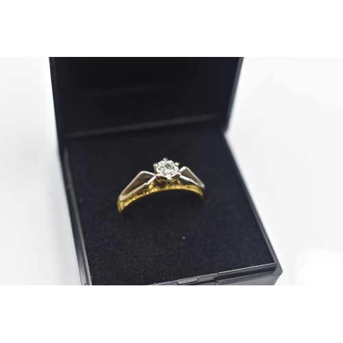 35 - An 18ct Gold Diamond Stoned Solitaire Ring, Size P