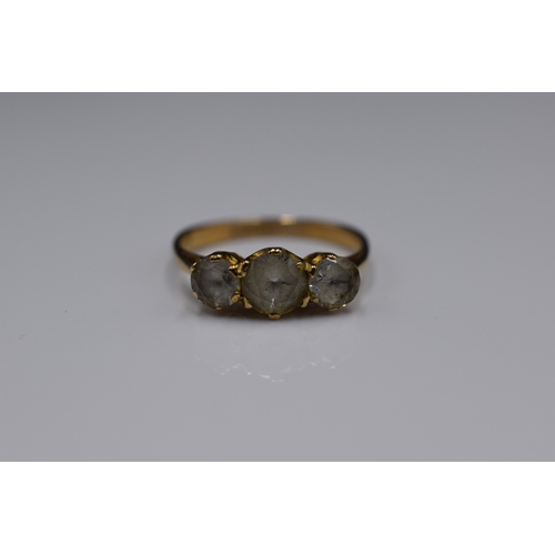 38 - A Hallmarked 9ct (375) Birmingham Gold Clear Stoned Ring, Size L