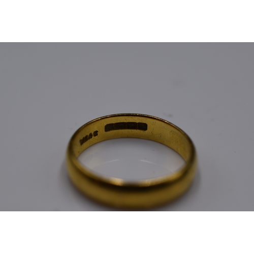 45 - A Hallmarked 22ct Birmingham Gold Band Ring, Size M