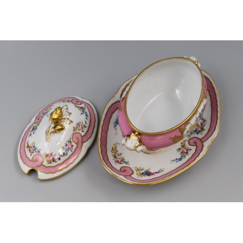 56 - Late 19th Century French Sevres Rose Pompadour 22 Piece Dessert Set with Hand Painted Decoration dep... 