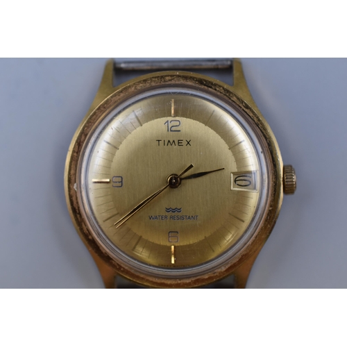 20 - Vintage circa 1981 Timex Marlin Gents Watch Head with Manual Wind Movement (Working when Tested)