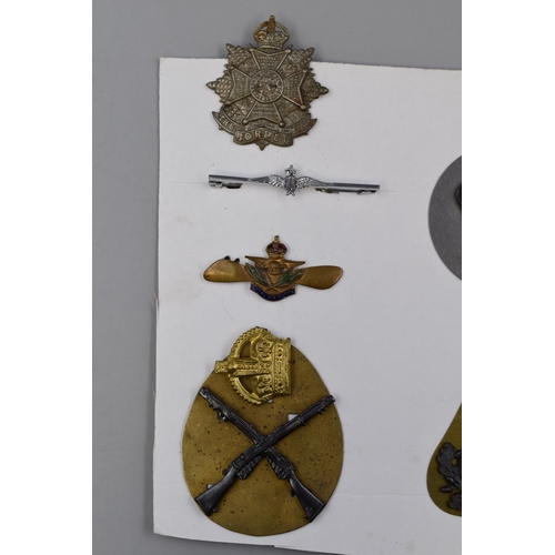 126 - Selection of Military Badges and Brooches including The Border Regiment, RAF Sweetheart, British Arm... 