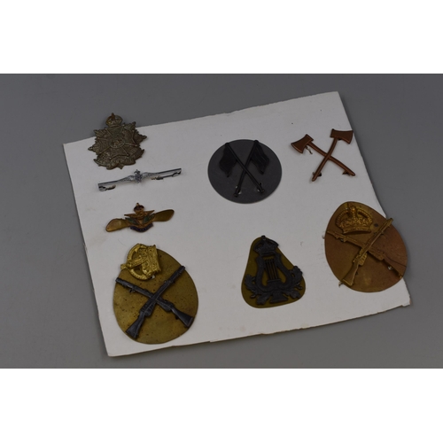 126 - Selection of Military Badges and Brooches including The Border Regiment, RAF Sweetheart, British Arm... 