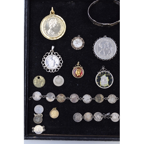 129 - Mixed Selection of Coin Themed Jewellery Including Silver