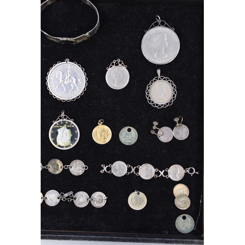 129 - Mixed Selection of Coin Themed Jewellery Including Silver