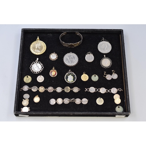 129 - Mixed Selection of Coin Themed Jewellery Including Silver