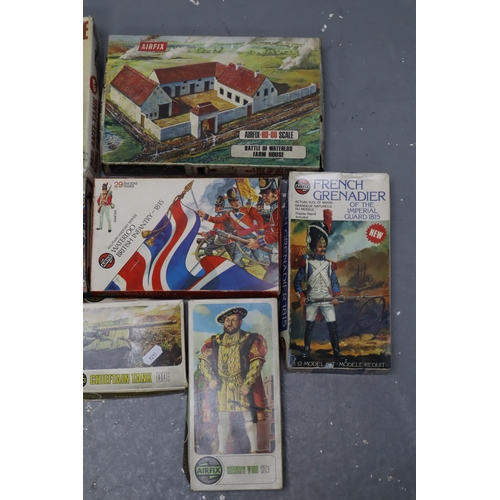 156 - A Selection of Nine Vintage Boxed Airfix Model Kits. Includes M6 Anti-Tank Gun Carriage, Battle of W... 