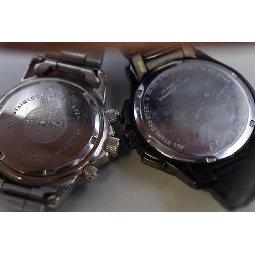 63 - Two Gent's Quartz Watches To Include Sekonda and Fossil. Both AF