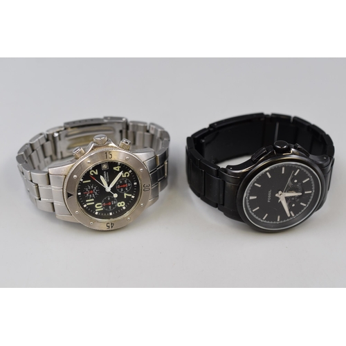 63 - Two Gent's Quartz Watches To Include Sekonda and Fossil. Both AF