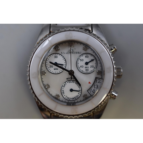 64B - A Klaus-Kobec Ladies Quartz Chronograph Watch, With Mother of Pearl Dial. Working