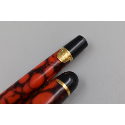 167 - A Waterman Paris Gold Tone and Red Marble Effect Ball Point Pen, In Presentation Box