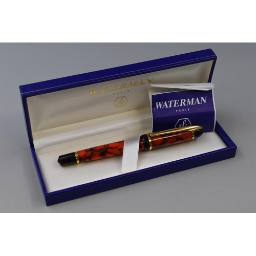 167 - A Waterman Paris Gold Tone and Red Marble Effect Ball Point Pen, In Presentation Box