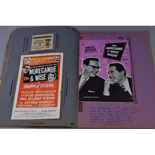 194 - Old scrapbook containing a programme from the Morecambe and Wise show at Winter Gardens in Bournemou... 