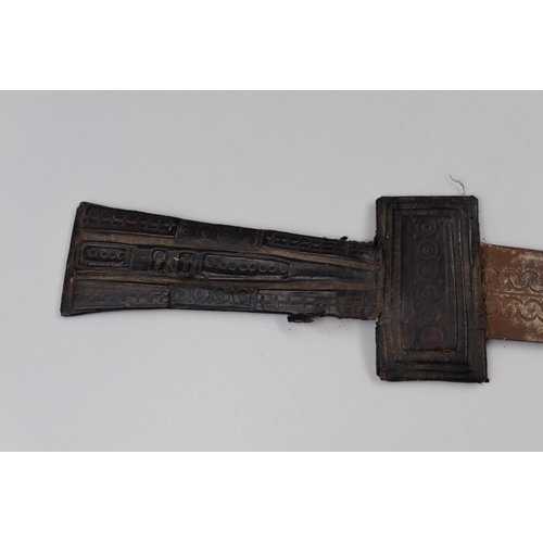 296 - An African Tribal Sword With Leather Handle, Approx 19