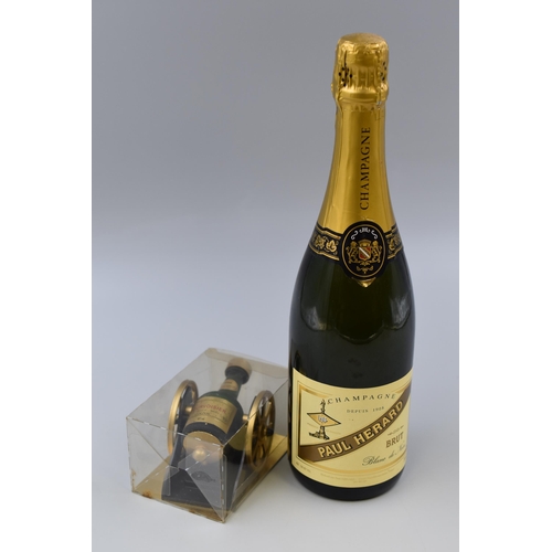 273 - Two Sealed Champagne Bottles to Include Paul Herard Brut Blanc De Noirs (12%) and Miniature Courvois... 