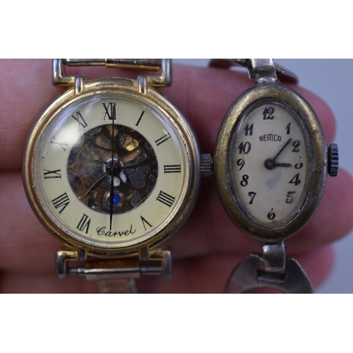 105 - Four Ladies Watches (For Spares or Repairs). Includes Carvel Skeleton Mechanical Watch, Carronade Me... 