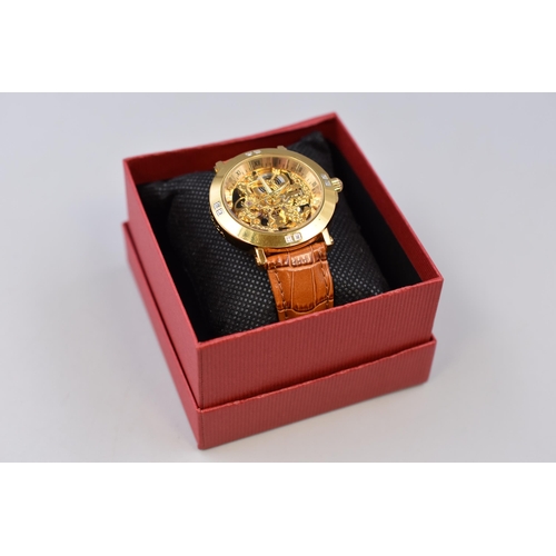 107 - Skeleton Automatic Sekonda Watch With Original Strap Complete in Presentation Box (Working)