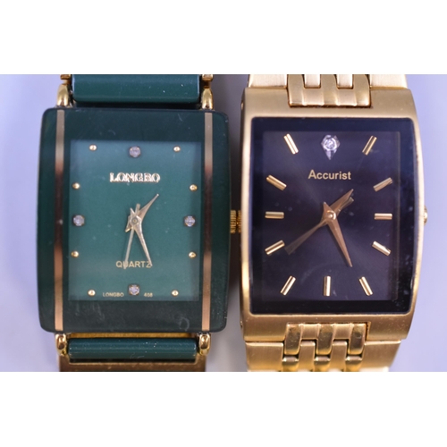 109 - Two Gent's Designer Quartz Watches To Include Accurist and Longbo. Working