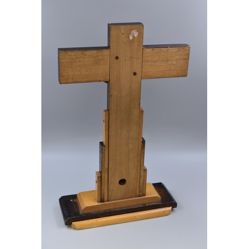 303 - A Two Tone Wooden and Metal Alter Crucifix, Approx 19.5