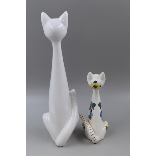 284 - Two Mid Century Glazed Ceramic Cat Figures including Gmundner Keramik of Austria (15