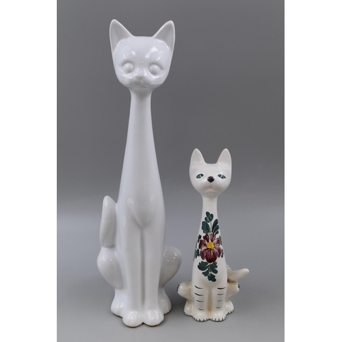 284 - Two Mid Century Glazed Ceramic Cat Figures including Gmundner Keramik of Austria (15