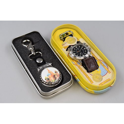 118 - Two Watches in Presentation Tins To Include Yess Quartz Watch, And Russian Kremlin Belt Watch. Worki... 