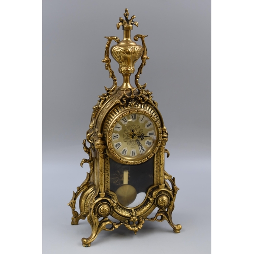 310 - Antique Brass Mantle Clock (15