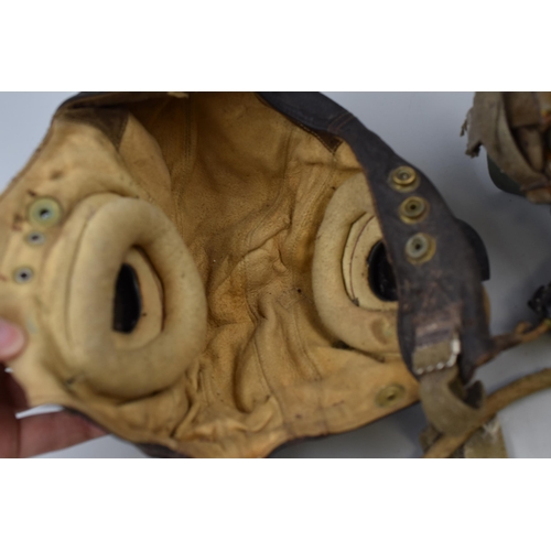 313 - A WWII RAF H Type Oxygen Mask, With WWII RAF C Type Leather Helmet, And Pair of WWII Flight Goggles.... 