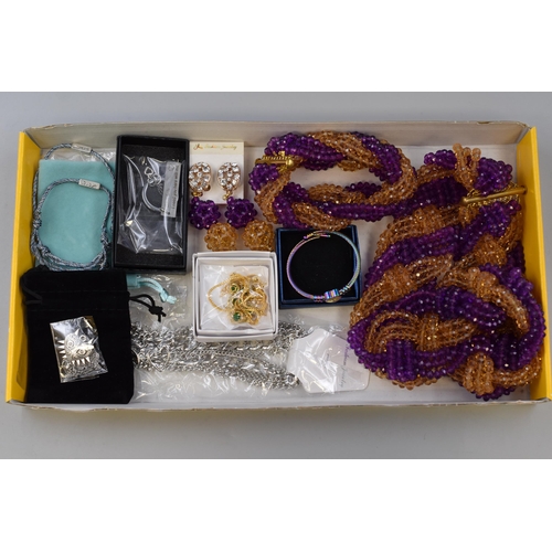 402 - Mixed Tray of Brand New Jewellery Items to include Necklaces, Bracelets, Keyring and more.