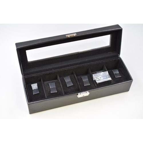 403 - A Faux Black Leather Six Watch Presentation Box