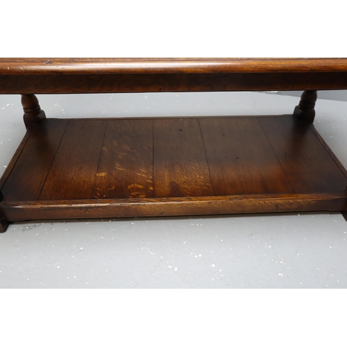 422 - A Vintage Heavy Oak Two Tier Coffee Table, Approx 21