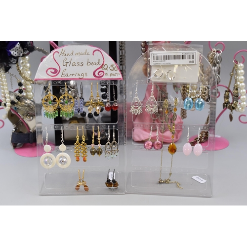 404 - Eight Jewellery Stands Complete with a Large Selection of Quality Costume Jewellery