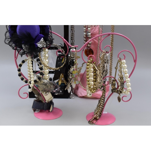 404 - Eight Jewellery Stands Complete with a Large Selection of Quality Costume Jewellery