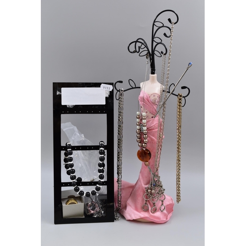 404 - Eight Jewellery Stands Complete with a Large Selection of Quality Costume Jewellery