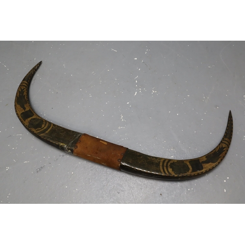 321 - Large Set of Wooden Decorative Horns (a/f) (3' 6