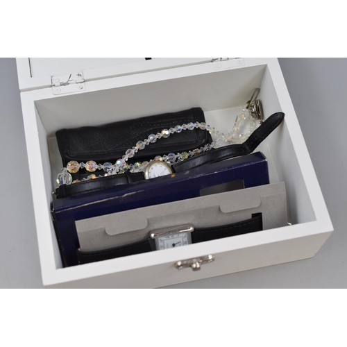 411 - Nice Quality Jewellery Box Complete with Contents to include a Glass Bead necklace, New Leather Purs... 