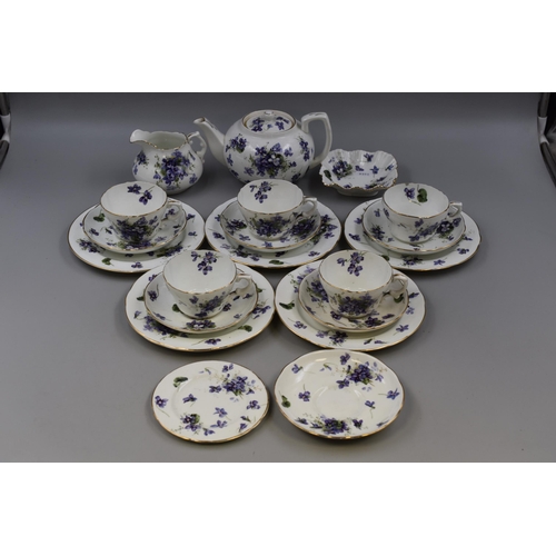 324 - Twenty Piece Vintage Longton Hammersley Wild Violet Tea Set to include Teapot, Cups and Saucers, Mil... 