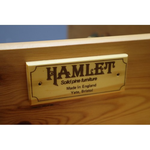 417 - Nice Quality Hamlet Solid Pine Three Drawer Low Unit Dressed with Solid Brass Handles approx 36