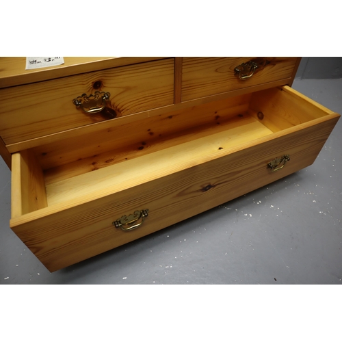 418 - Nice Quality Hamlet Solid Pine Three Drawer Low Unit Dressed with Solid Brass Handles approx 36