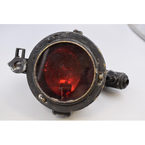 227 - A WWII Aldis Long Range Military Signaling Lamp (Cracked Glass), With WWII Airplane Wing Tip Light