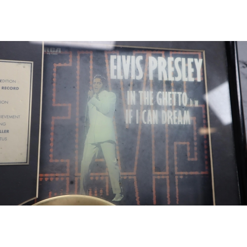 332 - Special Edition Gold Plated Record in Recognition of a Million Sales for In the Ghetto in Framed Mou... 