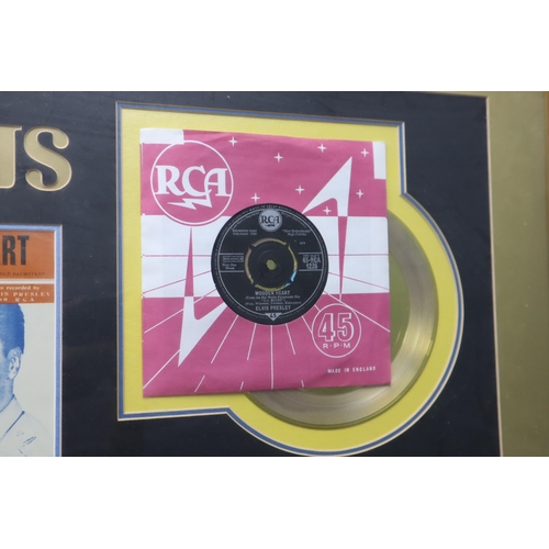 333 - Elvis Presley RCA Wooden Heart 45rPM Single, Gold Plated Disc, and Music Sheet in Framed Mount (26