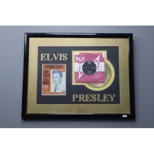 333 - Elvis Presley RCA Wooden Heart 45rPM Single, Gold Plated Disc, and Music Sheet in Framed Mount (26