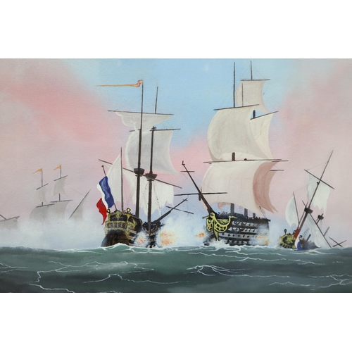 336 - Two Original Oil on Board Paintings Depicting 18th Century Nautical Scenes entitled Victory and Gold... 