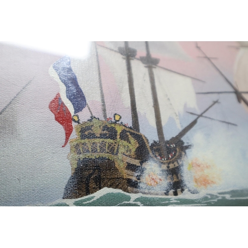 336 - Two Original Oil on Board Paintings Depicting 18th Century Nautical Scenes entitled Victory and Gold... 