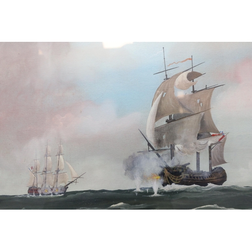 336 - Two Original Oil on Board Paintings Depicting 18th Century Nautical Scenes entitled Victory and Gold... 