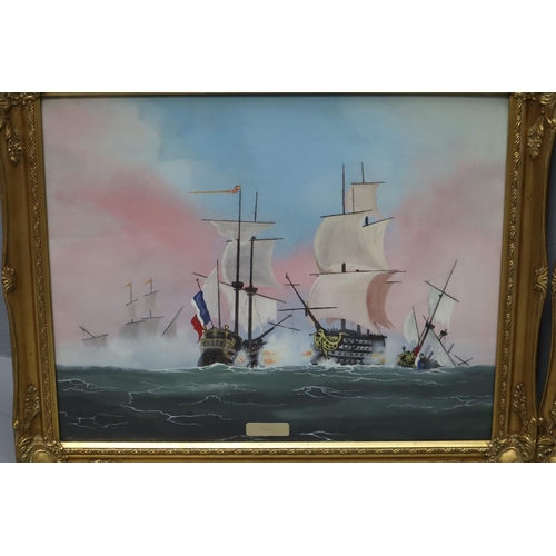 336 - Two Original Oil on Board Paintings Depicting 18th Century Nautical Scenes entitled Victory and Gold... 