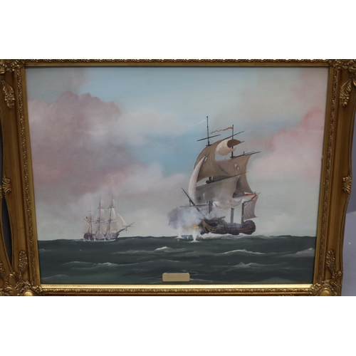 336 - Two Original Oil on Board Paintings Depicting 18th Century Nautical Scenes entitled Victory and Gold... 