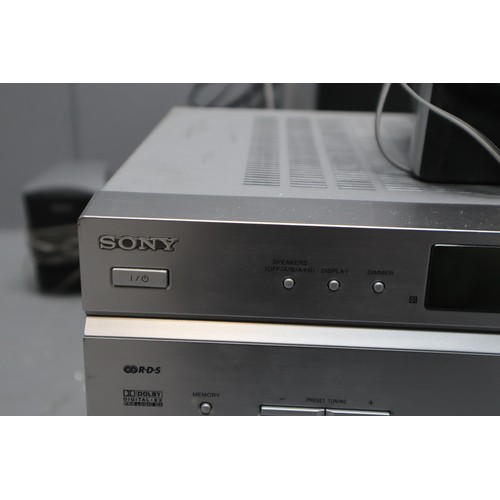 501 - A Sony Home Theatre System To Include CD/DVD Player (DVP-NS430, Powers On), DAB/FM/AM Tuner (ST-SDB9... 